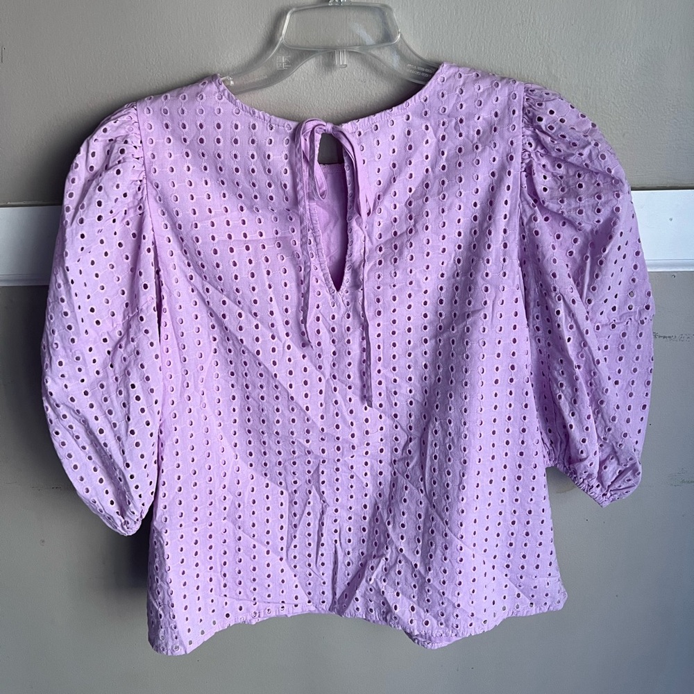 a new day Lilac Eyelet Puff Sleeve Blouse - Picture 8 of 9